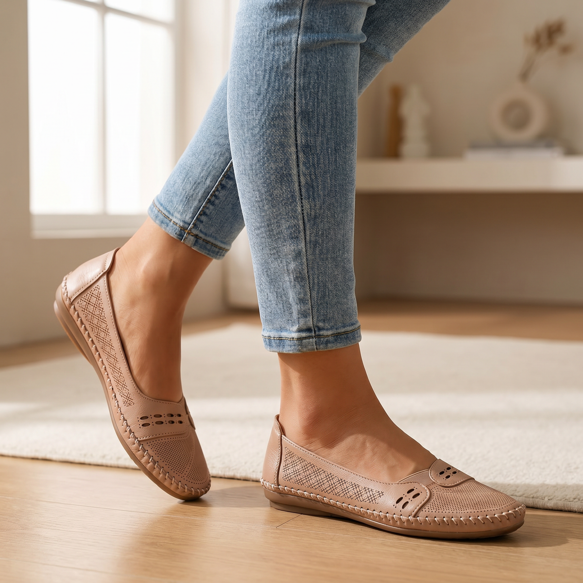 Orthopädische Damen-Slipper mit gepolsterter Fußgewölbestütze | Bequeme und stützende flache Schuhe