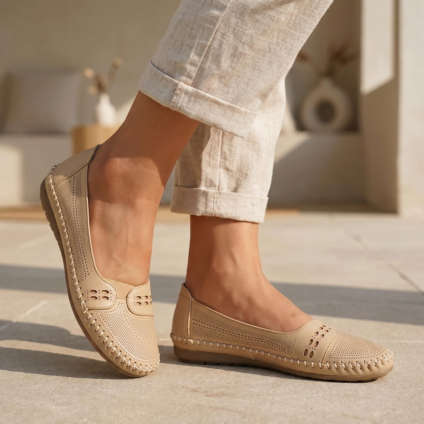 Orthopädische Damen-Slipper mit gepolsterter Fußgewölbestütze | Bequeme und stützende flache Schuhe