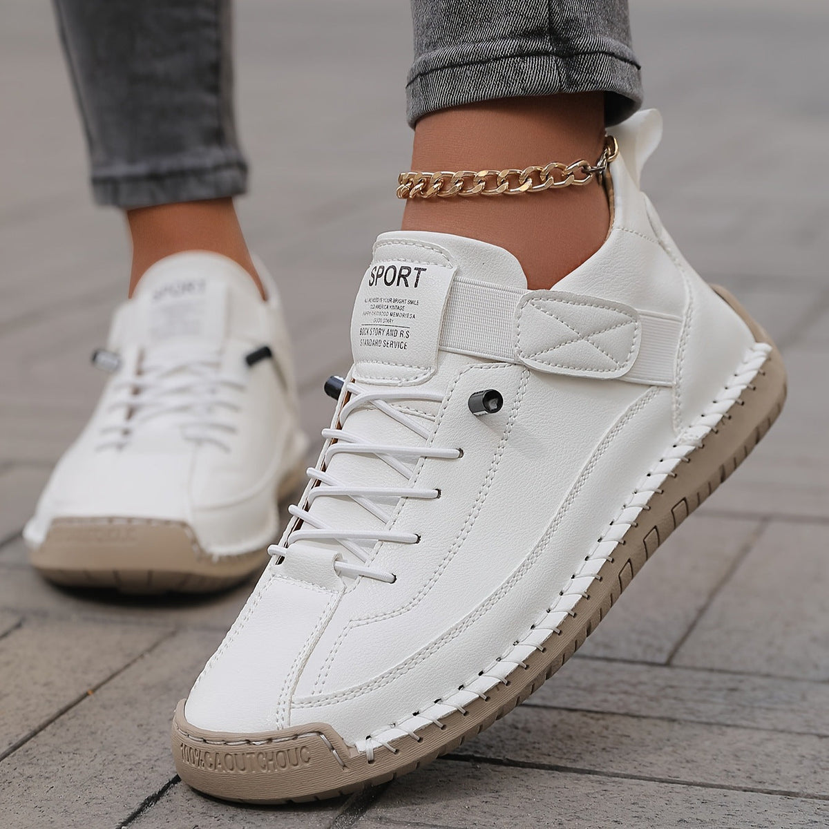 Orthopädische Damen-Sneaker mit Ziernähten