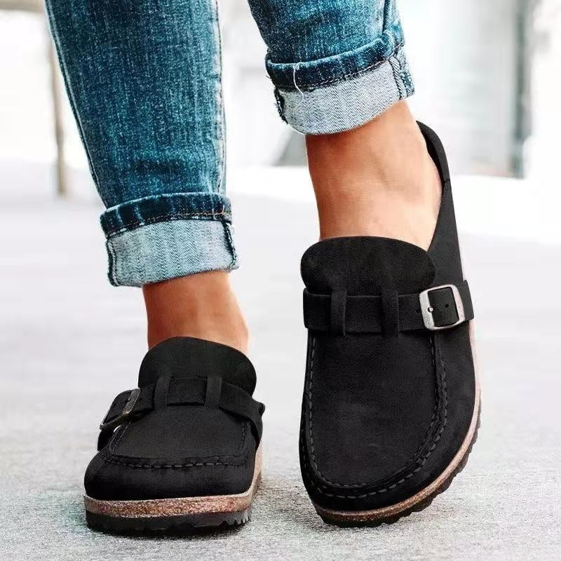 Orthopädische Herren-Loafer mit Obermaterial aus Wildleder und Schnallenriemen