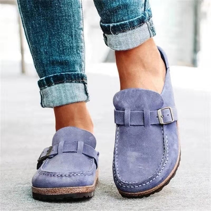 Orthopädische Herren-Loafer mit Obermaterial aus Wildleder und Schnallenriemen