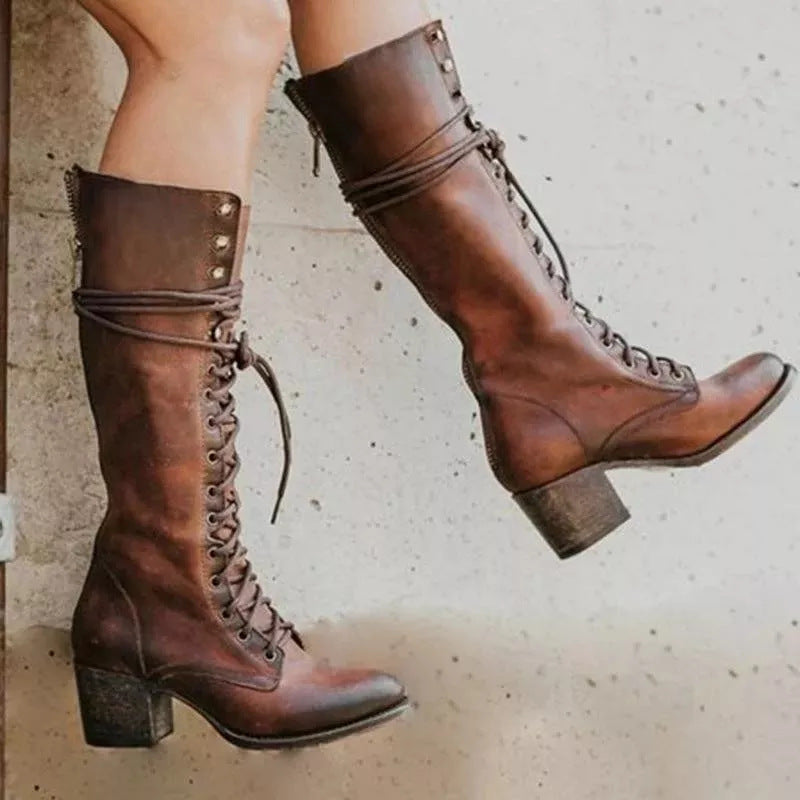 Orthopädische Leder-Schnürstiefel für Damen