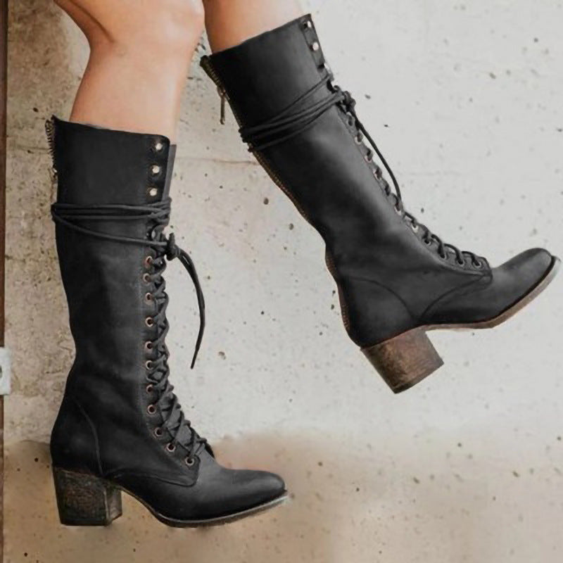 Orthopädische Leder-Schnürstiefel für Damen