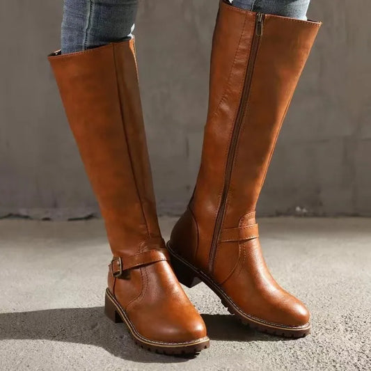 Orthopädische Lederstiefel mit Schnalle für Damen