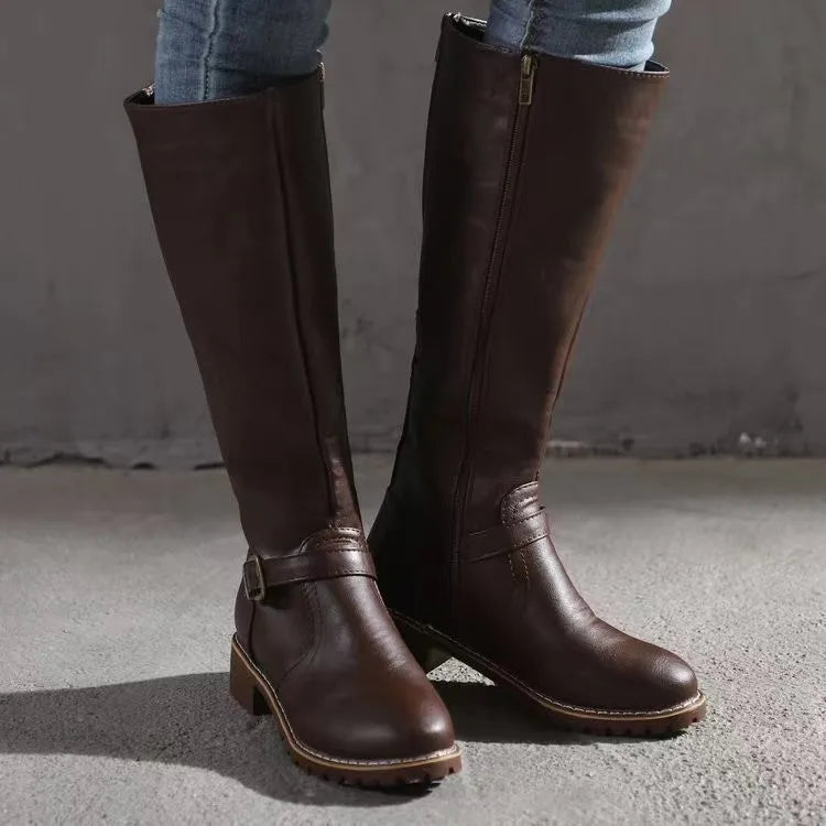 Orthopädische Lederstiefel mit Schnalle für Damen