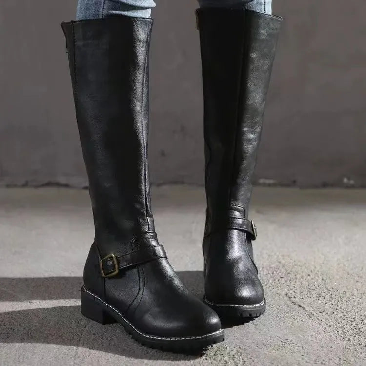 Orthopädische Lederstiefel mit Schnalle für Damen