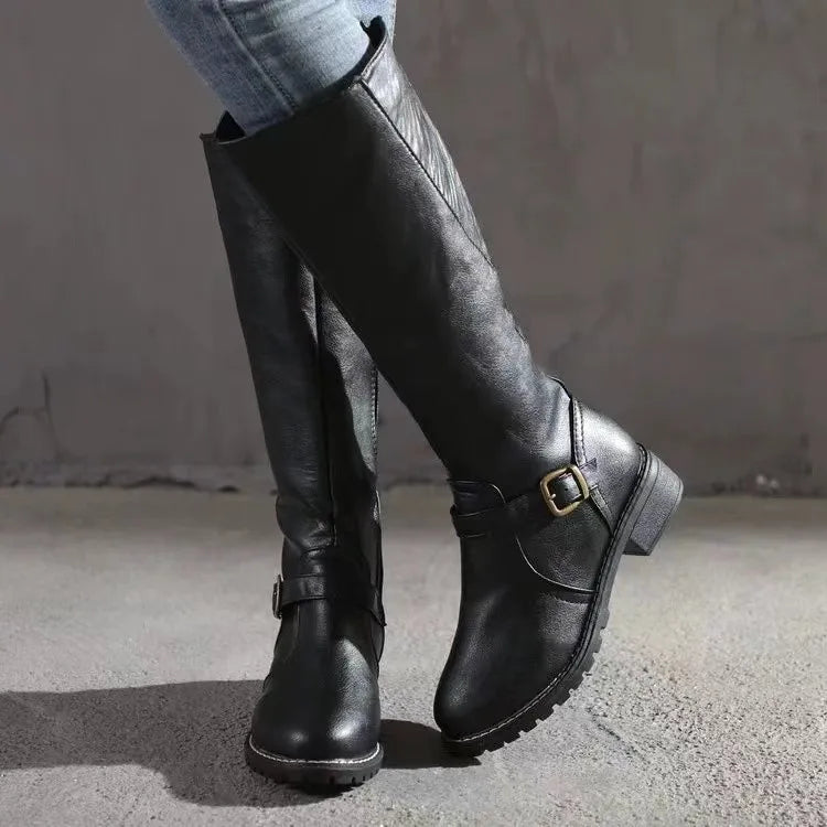 Orthopädische Lederstiefel mit Schnalle für Damen