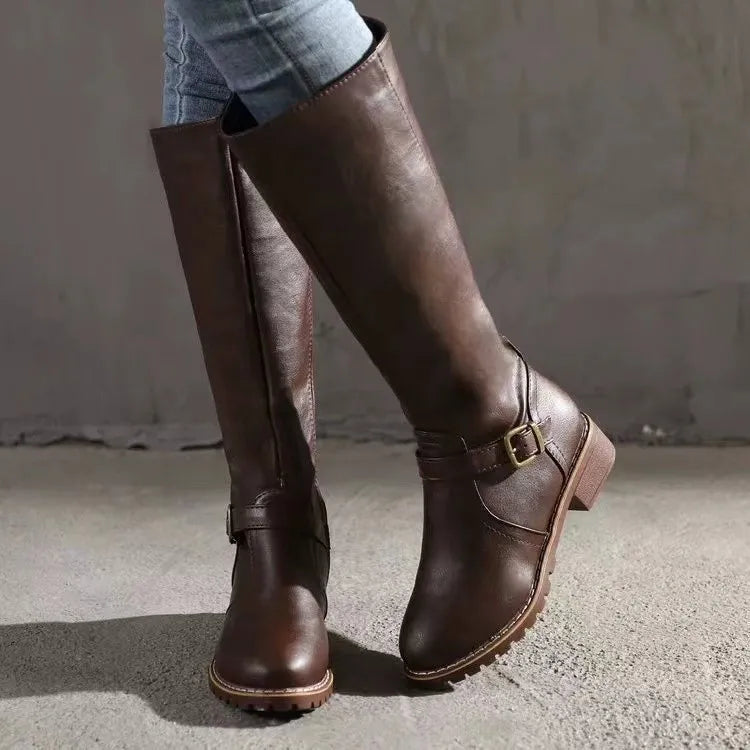 Orthopädische Lederstiefel mit Schnalle für Damen