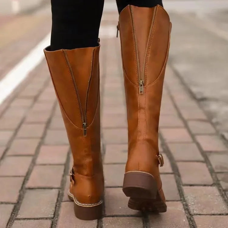 Orthopädische Lederstiefel mit Schnalle für Damen