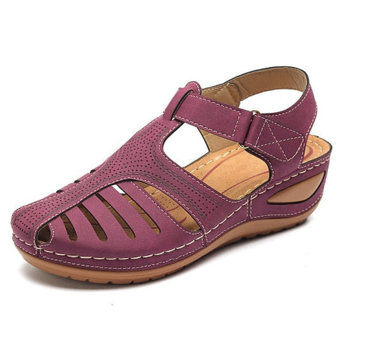Orthopädische Retro-Ledersandalen