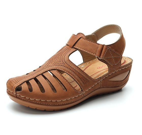 Orthopädische Retro-Ledersandalen