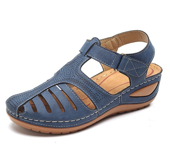 Orthopädische Retro-Ledersandalen