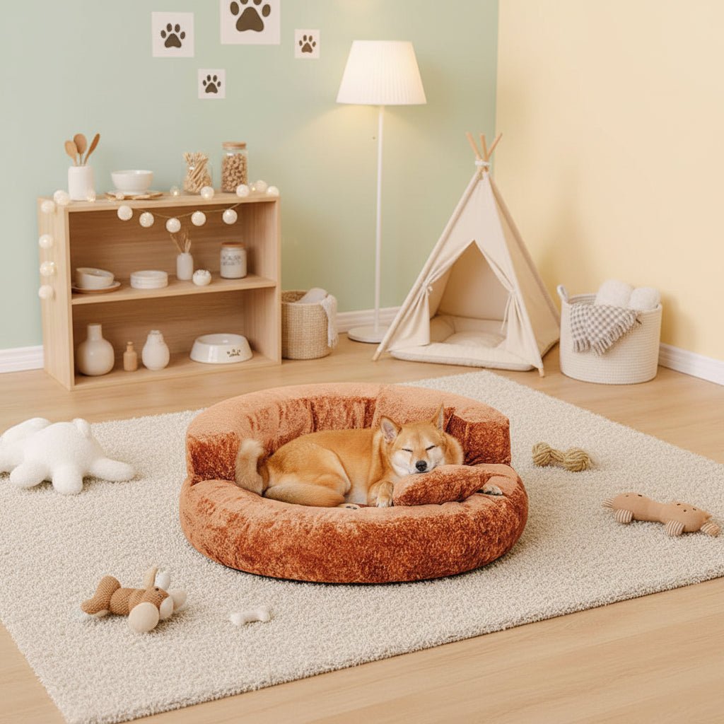 Orthopädisches Donut-Hundebett aus Diamond-Samt