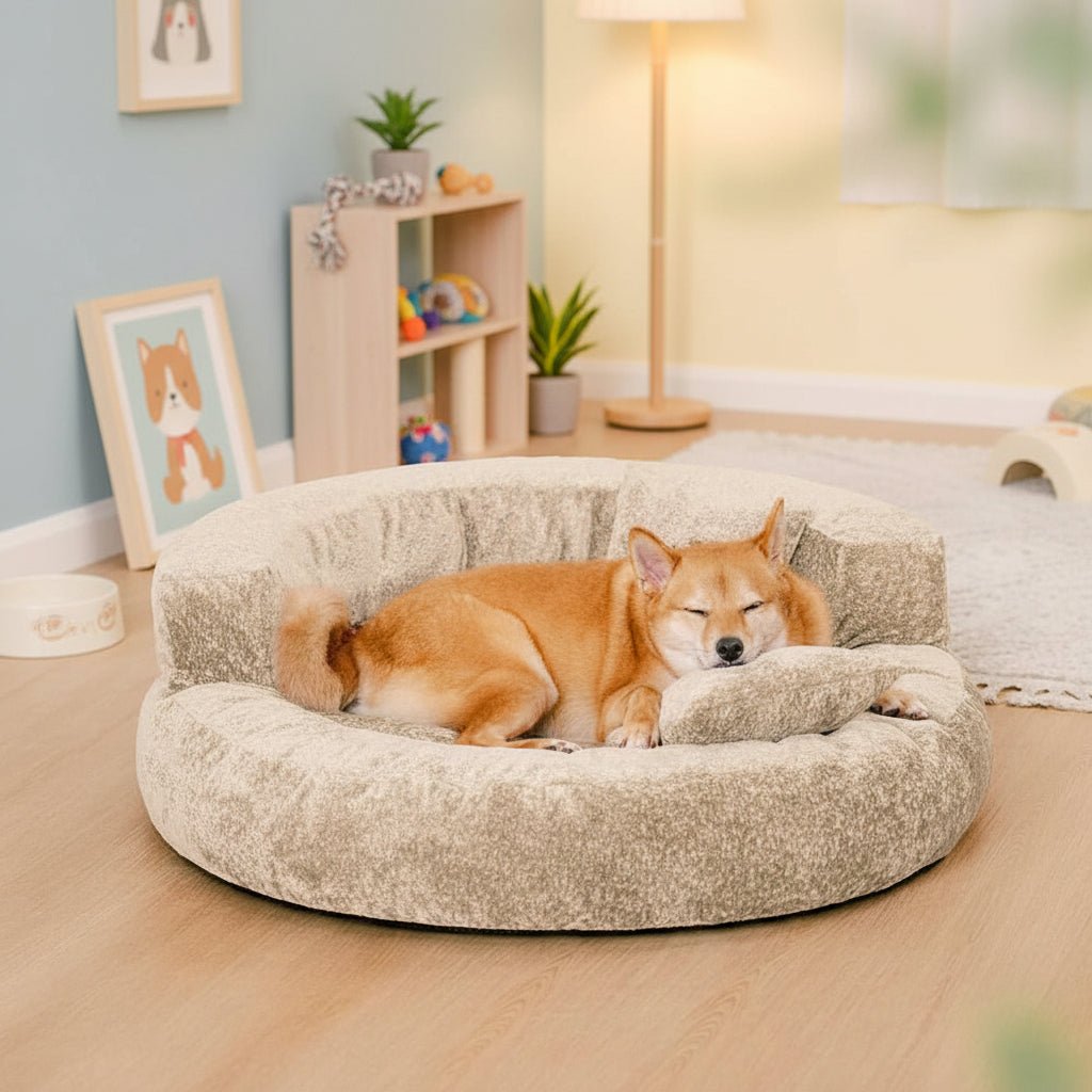 Orthopädisches Donut-Hundebett aus Diamond-Samt