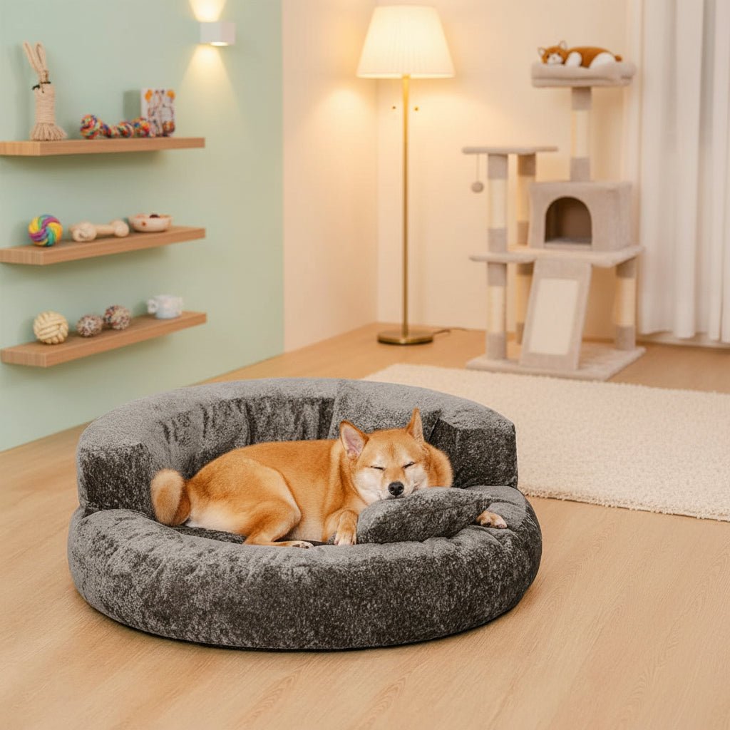 Orthopädisches Donut-Hundebett aus Diamond-Samt