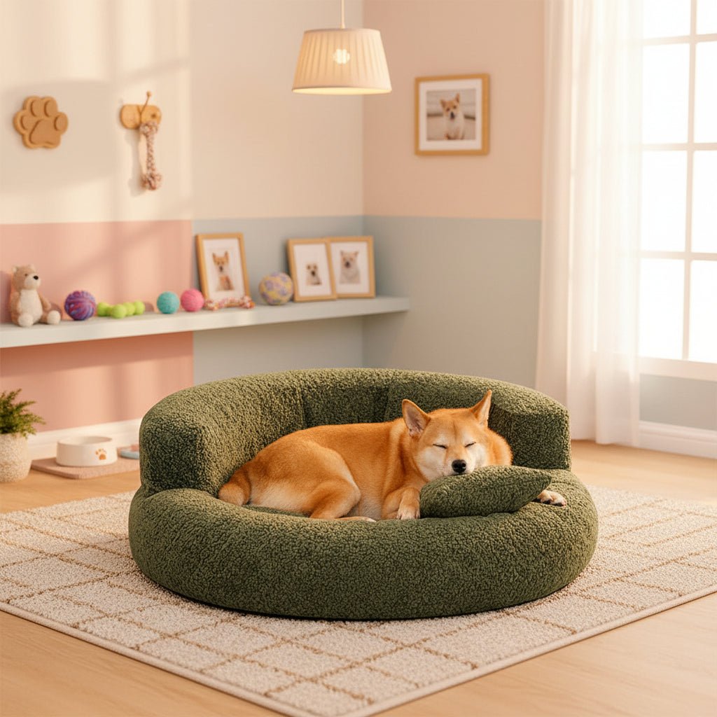 Orthopädisches Donut-Hundebett aus Diamond-Samt