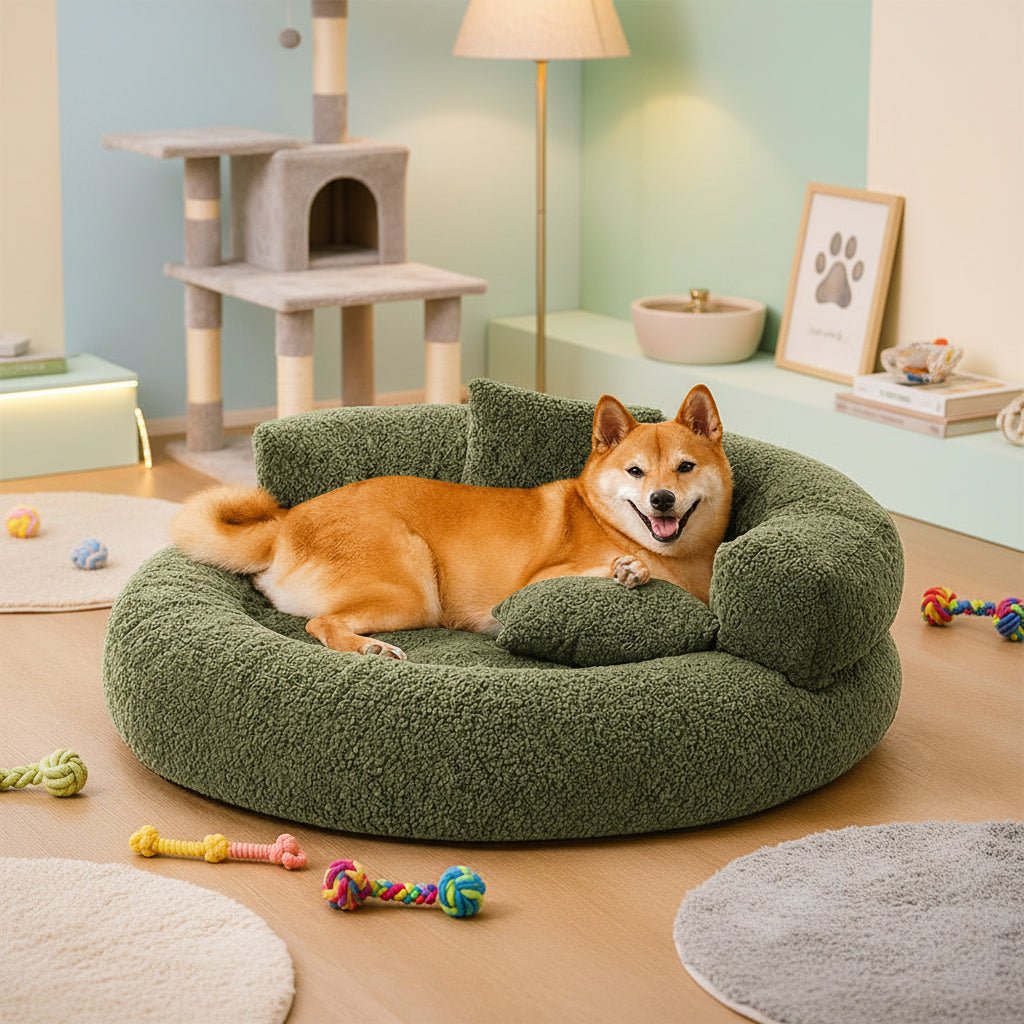 Orthopädisches Donut-Hundebett aus Diamond-Samt