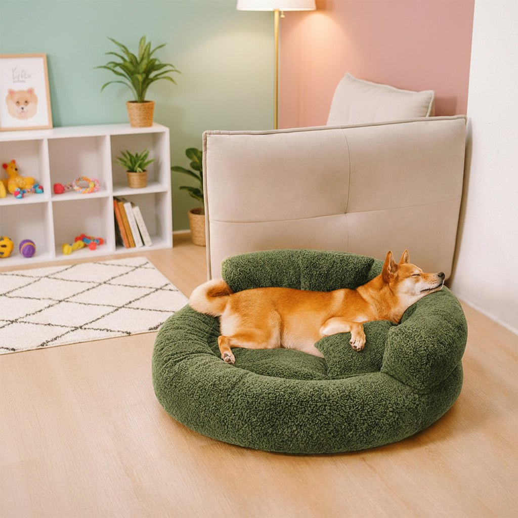 Orthopädisches Donut-Hundebett aus Diamond-Samt