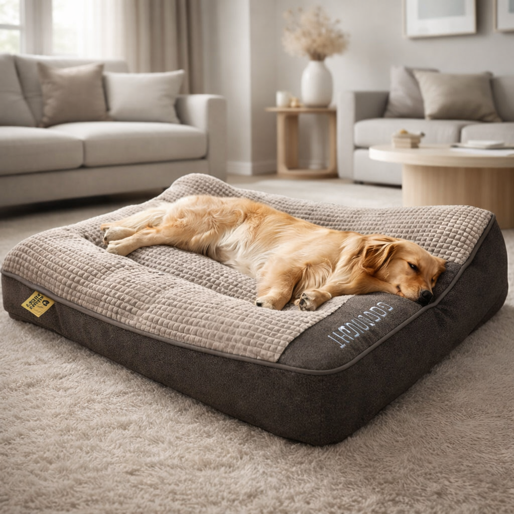 Orthopädisches Hundekissen groß – Luxus-Memory-Foam-Hundebett mit Kopfkissen
