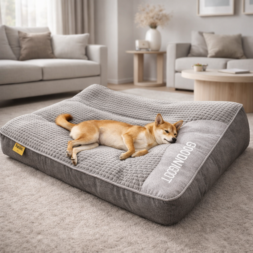 Orthopädisches Hundekissen groß – Luxus-Memory-Foam-Hundebett mit Kopfkissen