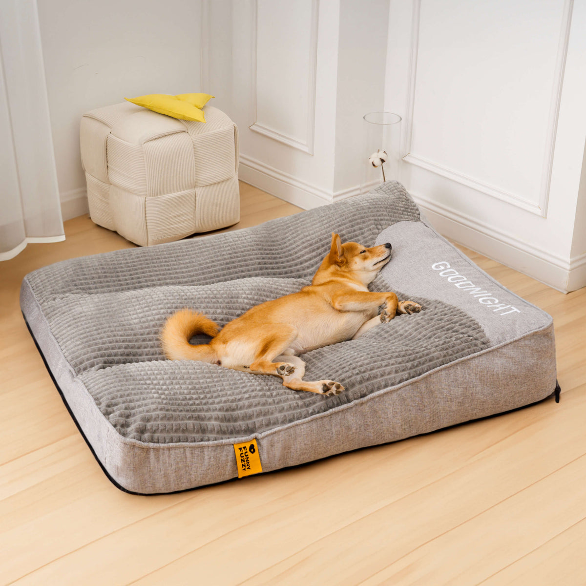 Orthopädisches Hundekissen groß – Luxus-Memory-Foam-Hundebett mit Kopfkissen