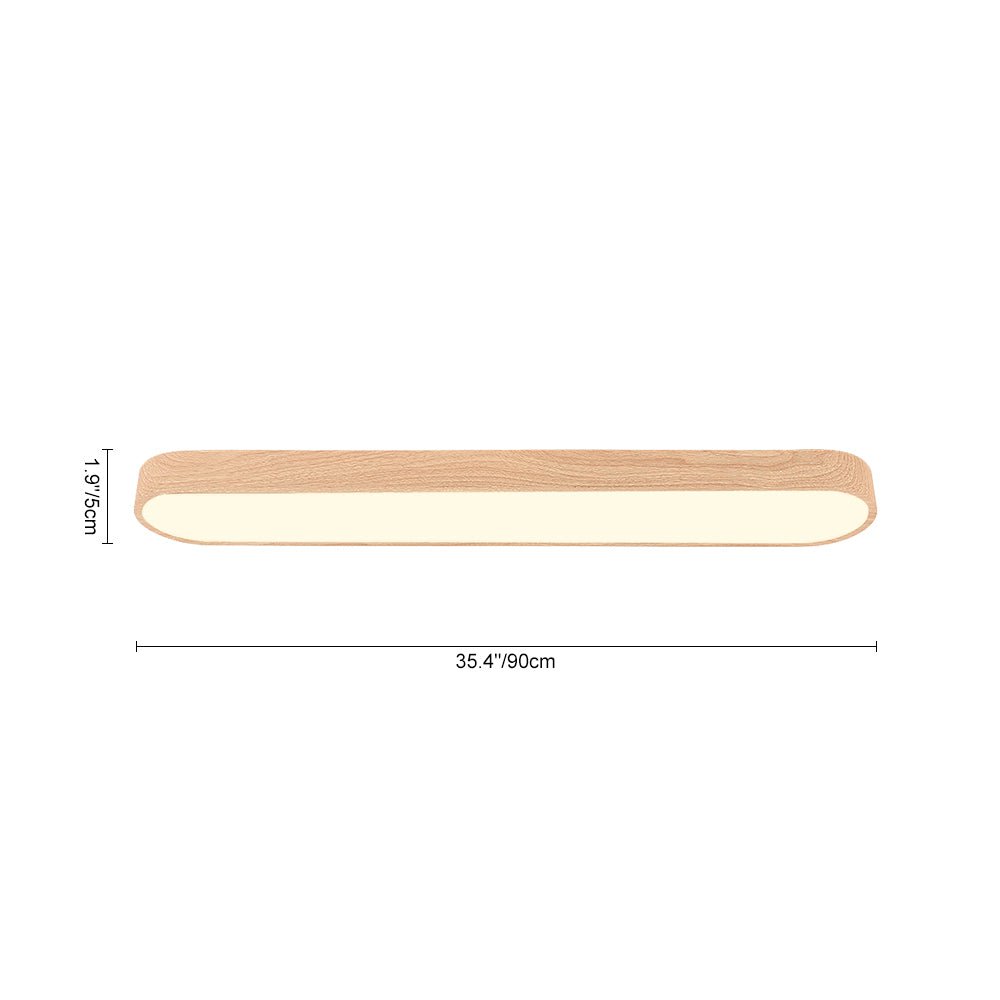 Ovale LED-Deckenleuchte in Holzoptik, Metallrahmen, 65–90 cm, warmweiß oder kaltweiß
