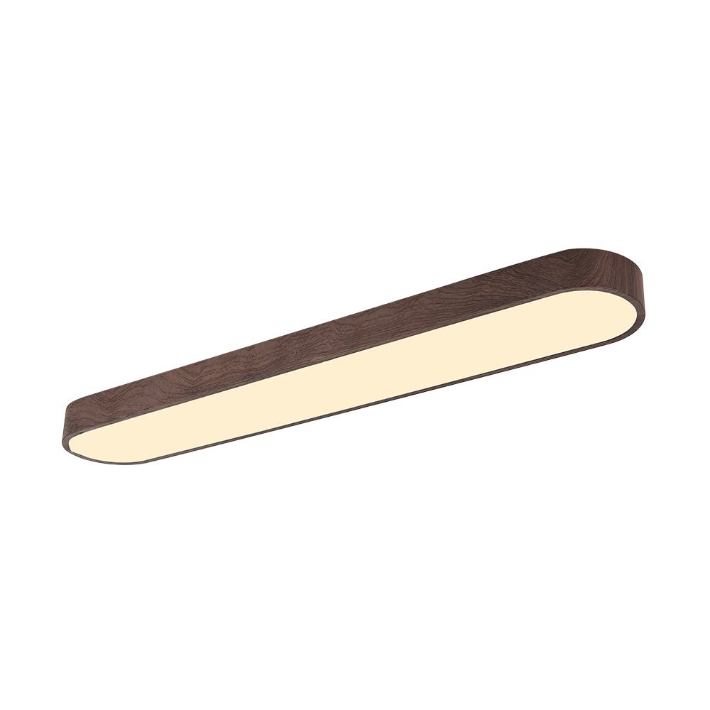 Ovale LED-Deckenleuchte in Holzoptik, Metallrahmen, 65–90 cm, warmweiß oder kaltweiß