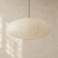 Ovale LED-Pendelleuchte im Wabi-Sabi-Stil mit Reispapierschirm