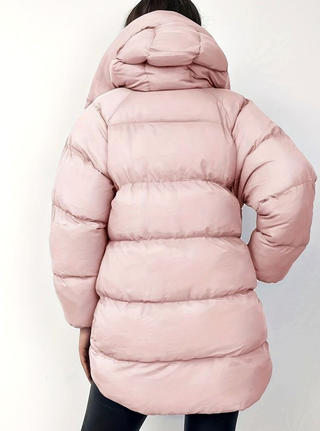 Oversized Damen-Pufferjacke mit Stehkragen und Reißverschluss