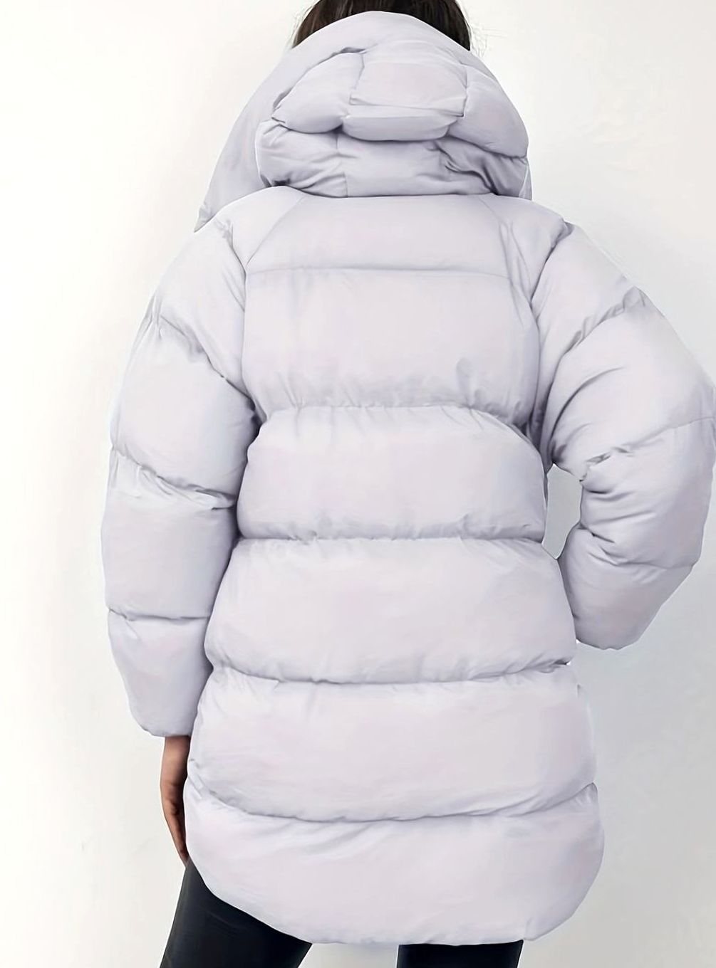 Oversized Damen-Pufferjacke mit Stehkragen und Reißverschluss
