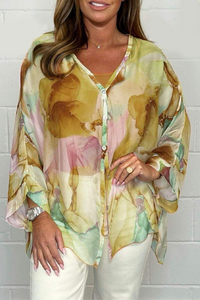 Oversized-Damenbluse mit abstraktem Print