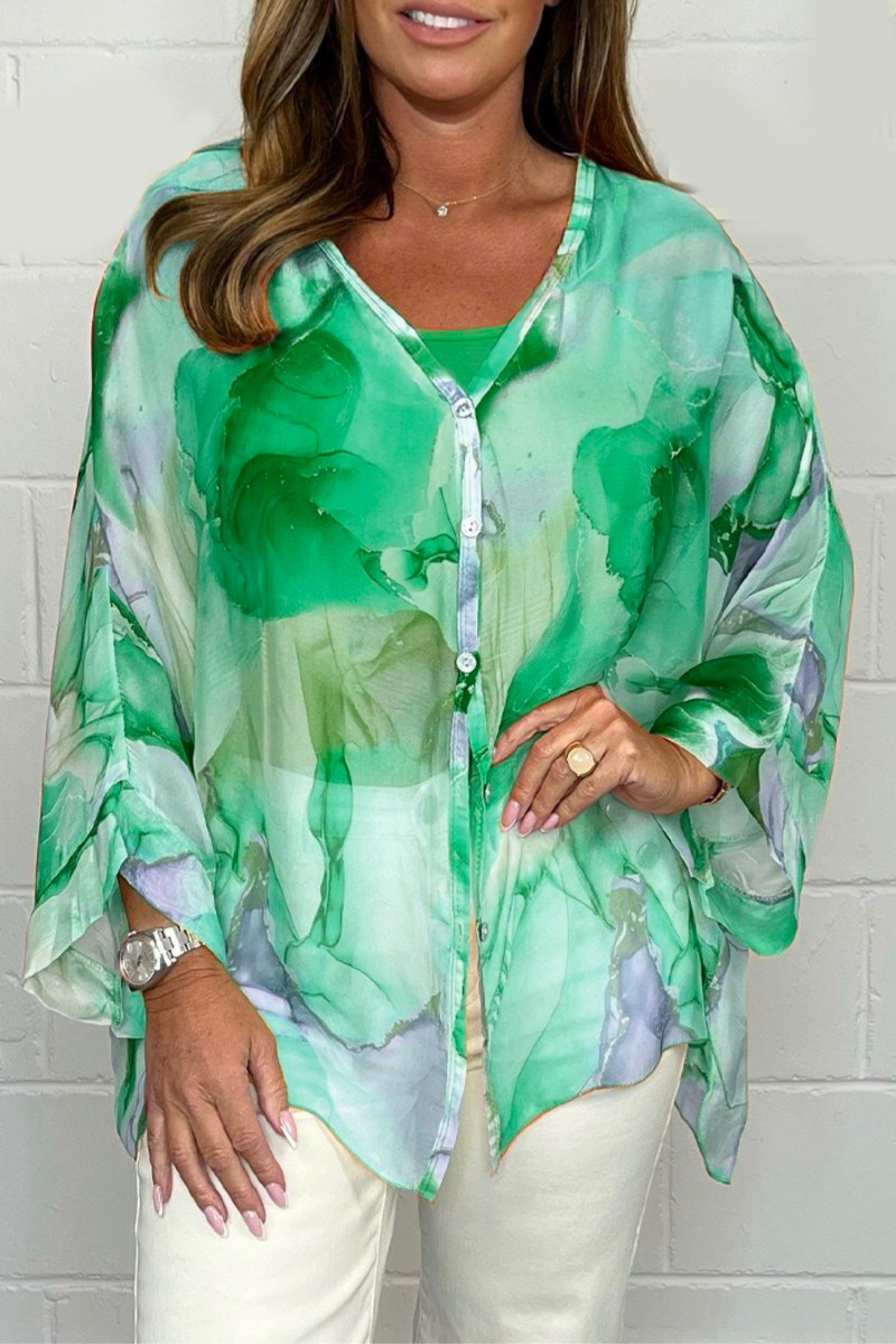 Oversized-Damenbluse mit abstraktem Print