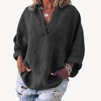 Oversized-Damenbluse mit V-Ausschnitt