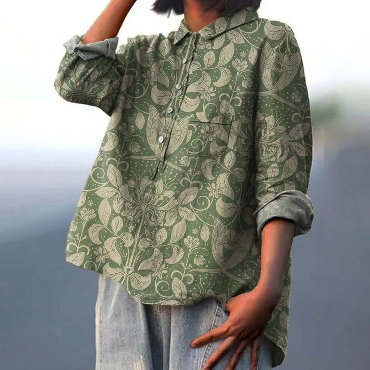 Oversized-Damenhemd mit Knopfleiste