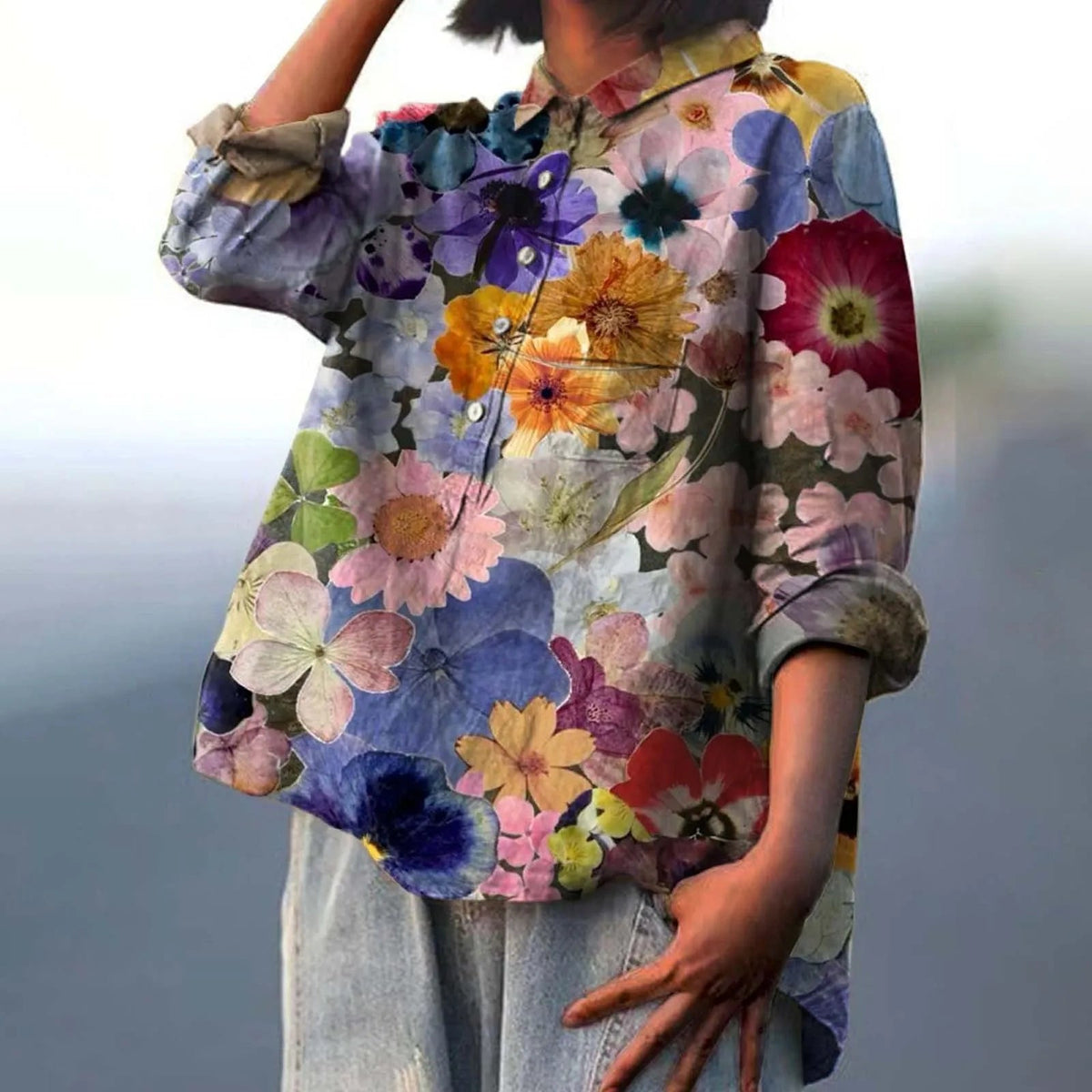 Oversized-Damenhemd mit Knopfleiste