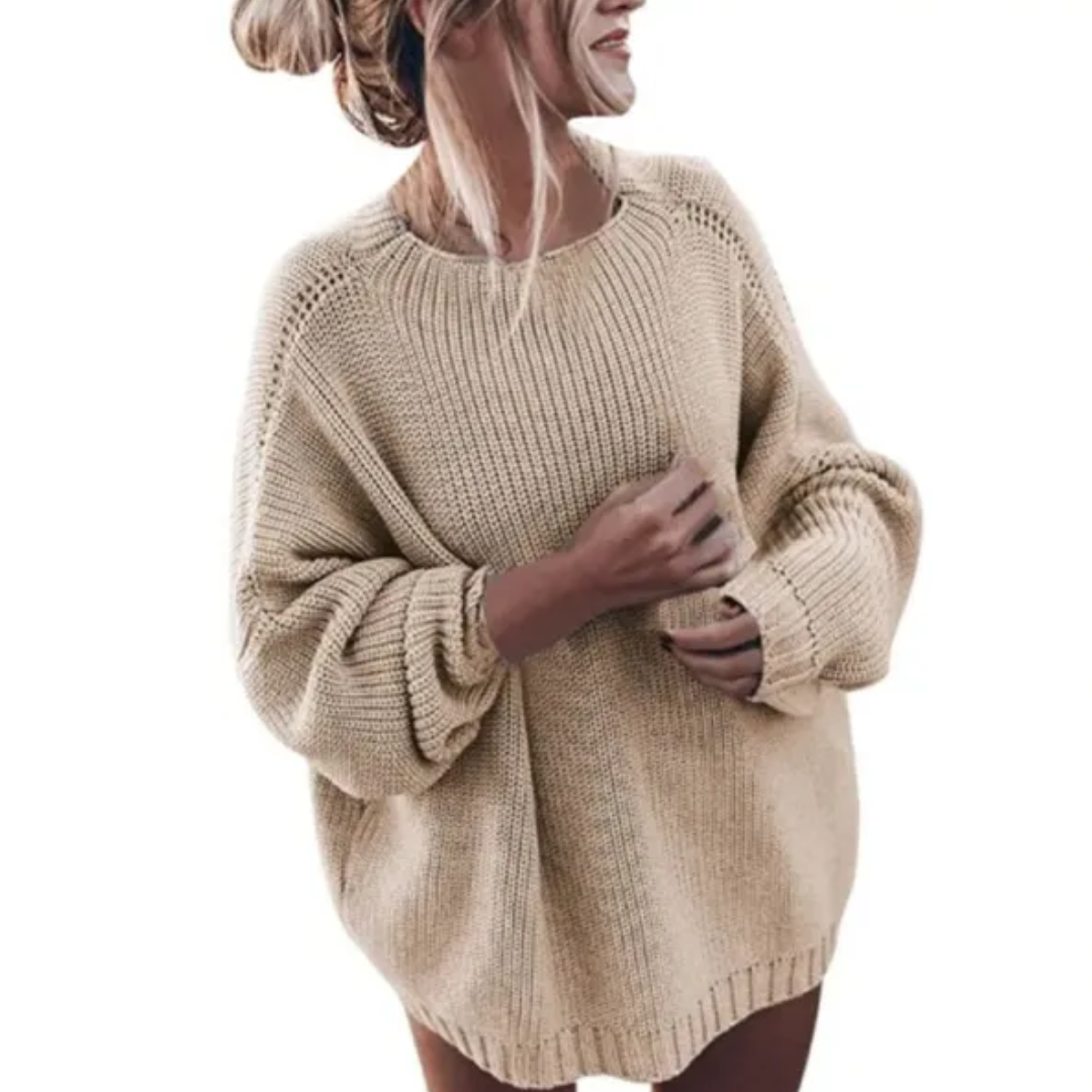 Oversized Damenpullover mit Rundhalsausschnitt