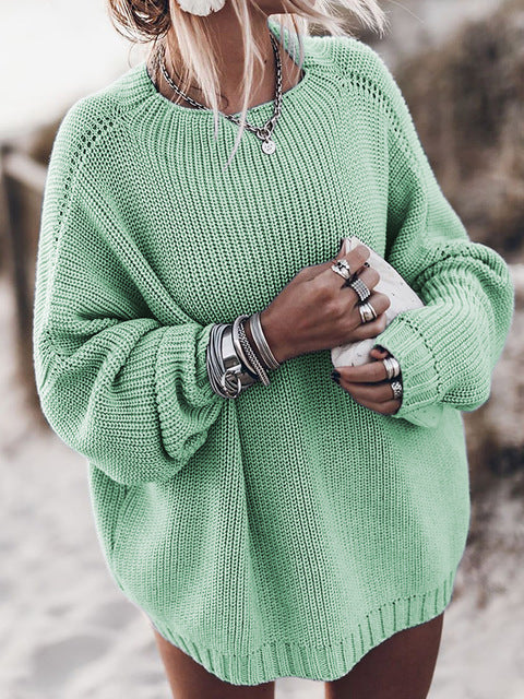 Oversized Damenpullover mit Rundhalsausschnitt