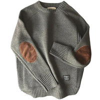 Oversized gestrickter Herrenpullover mit Ellbogen-Patches