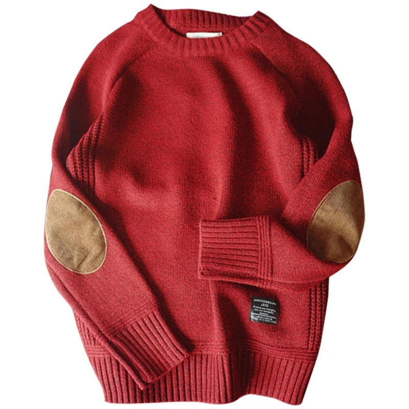 Oversized gestrickter Herrenpullover mit Ellbogen-Patches