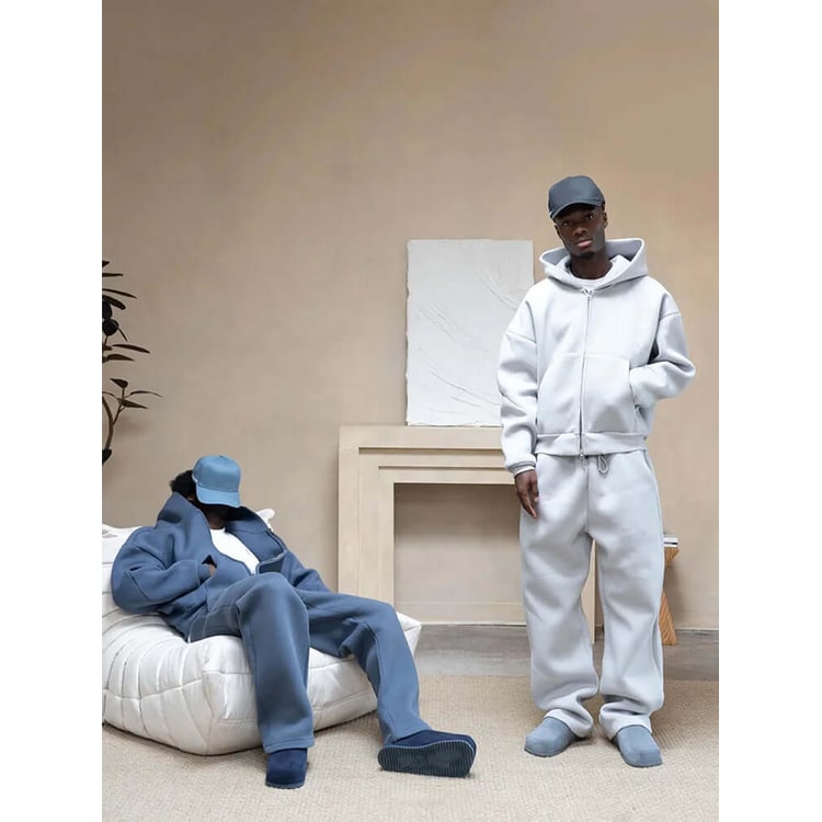 Oversized-Jogginganzug-Set für Herren mit Zip-Hoodie und Wide-Leg-Jogginghose