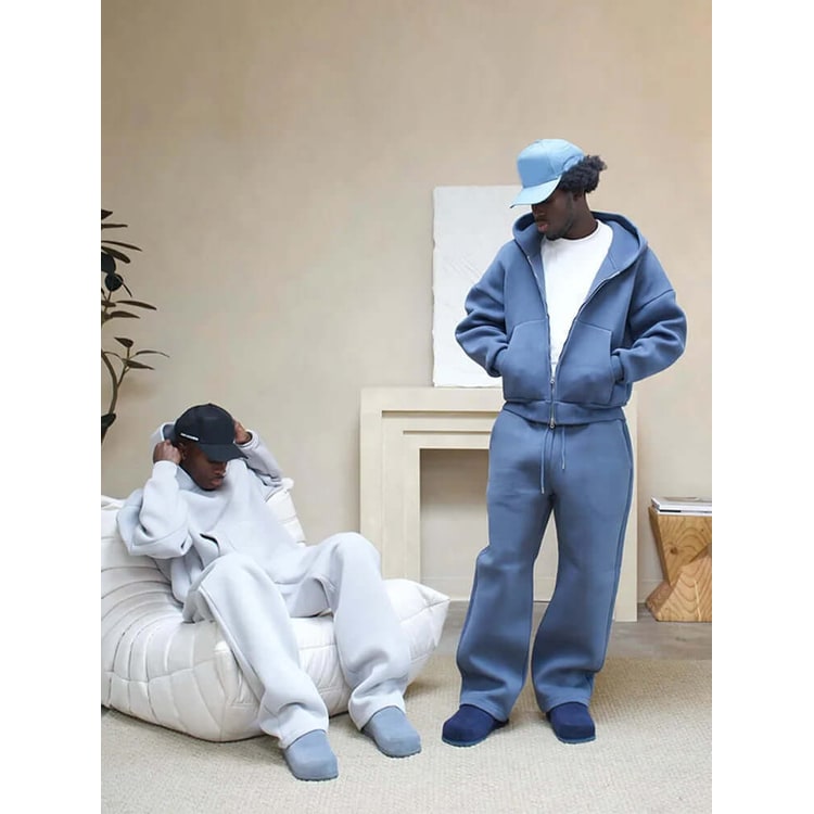 Oversized-Jogginganzug-Set für Herren mit Zip-Hoodie und Wide-Leg-Jogginghose