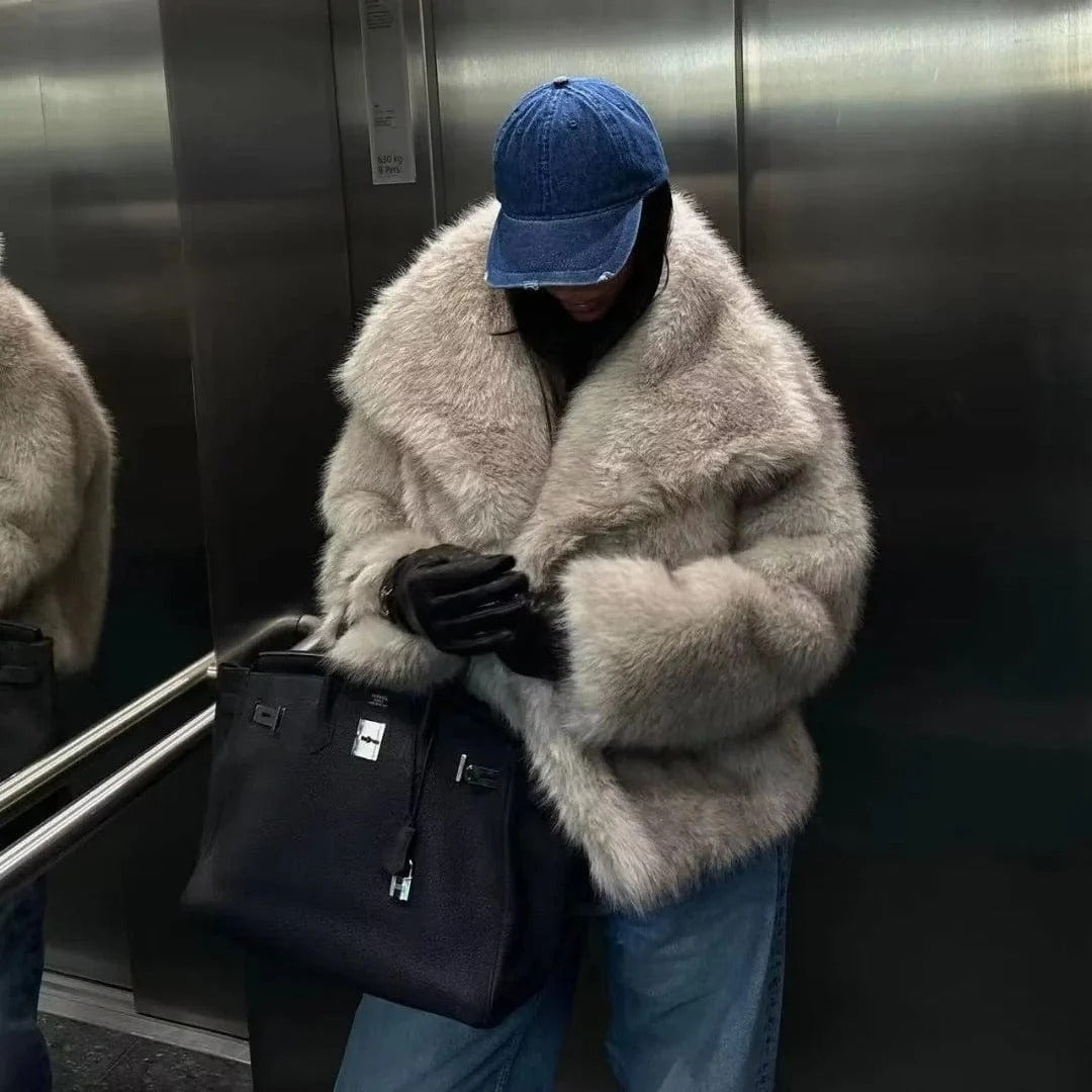 Oversized Pelzjacke für Damen