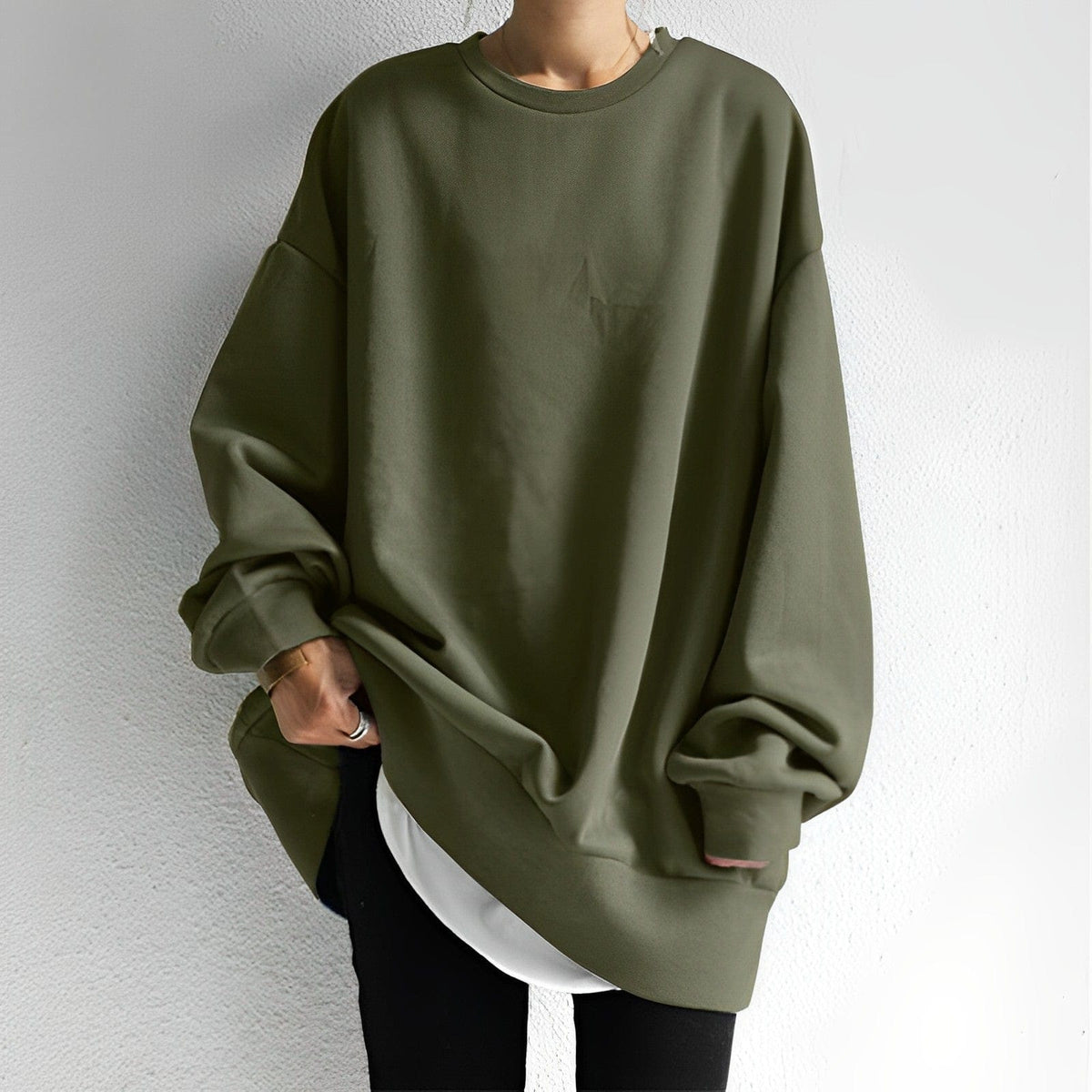 Oversized-Pullover mit Rundhalsausschnitt für Damen