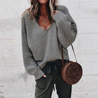 Oversized-Pullover mit V-Ausschnitt für Damen