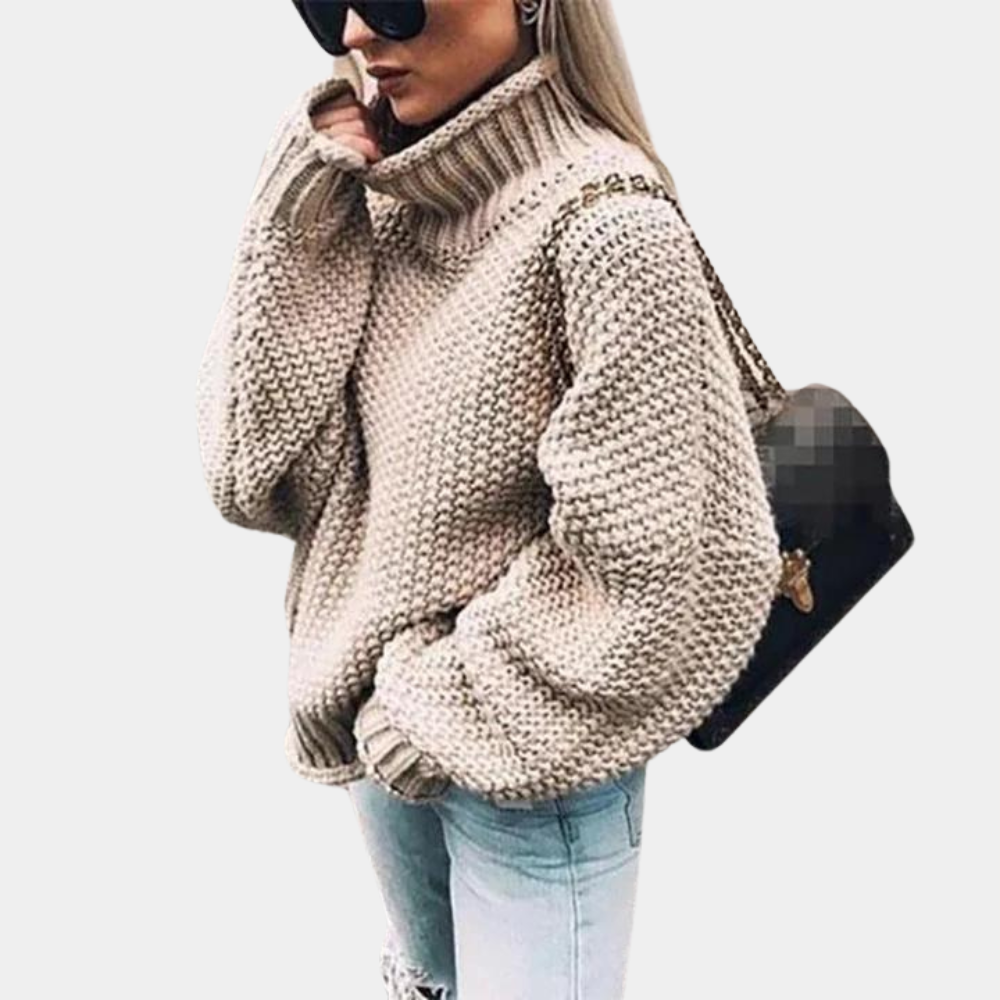 Oversized Rollkragen-Strickpullover für Damen