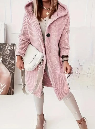 Oversized-Strickjacke für Damen mit Kapuze