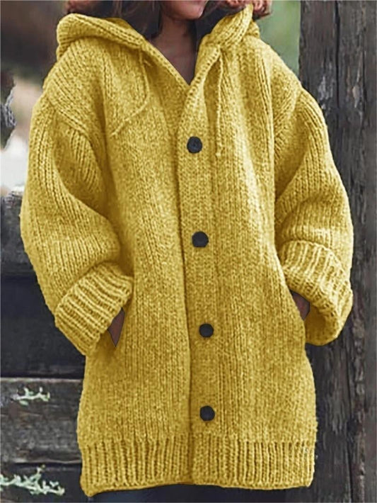 Oversized Strickjacke für Damen mit Kapuze