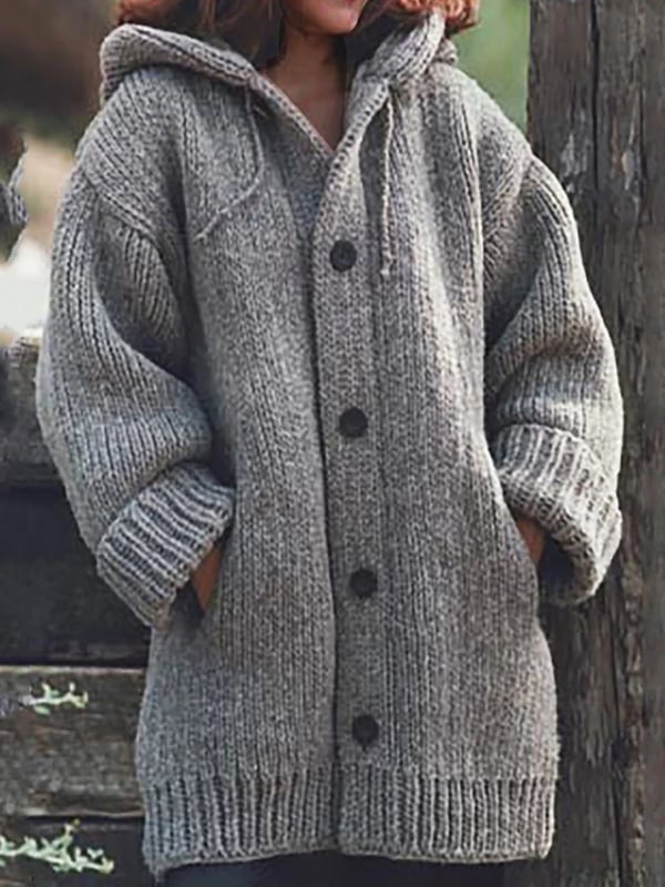 Oversized Strickjacke für Damen mit Kapuze