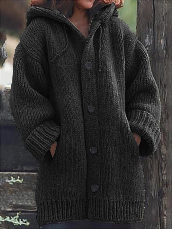 Oversized Strickjacke für Damen mit Kapuze