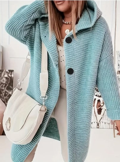 Oversized-Strickjacke für Damen mit Kapuze